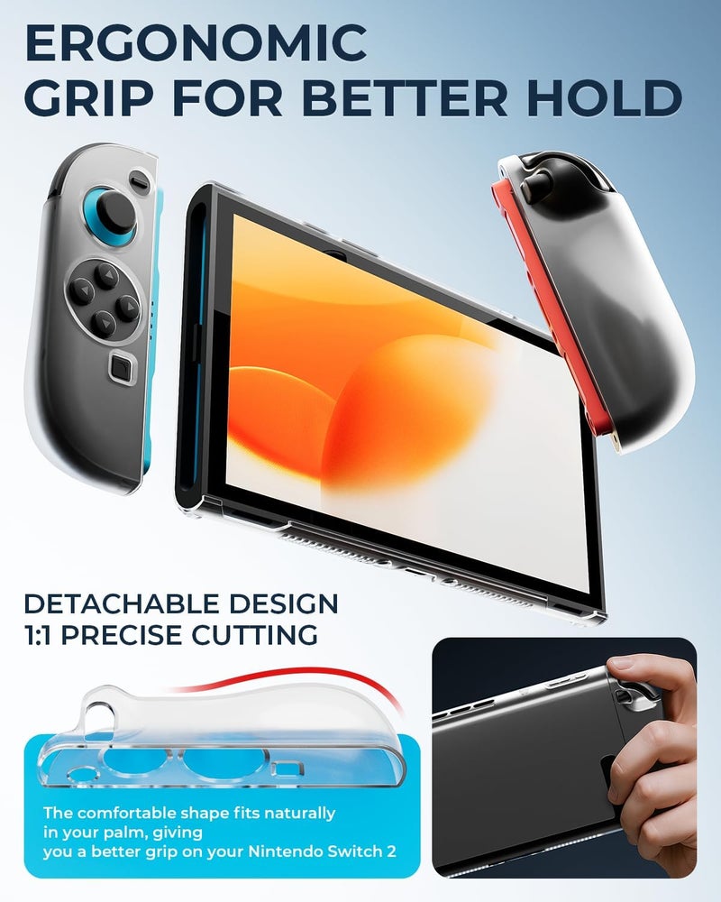 BINBOK Pro Controllers Accessories Bundle for Nintendo Switch 2 18-in-1: Carrying Case, Screen Protector, Thumb Grip for Joycon, Dockable Console Protective Cover Shell, Steering Wheel, 2025 Switch2 Game Kit (Black (No Controller)) - Image 5